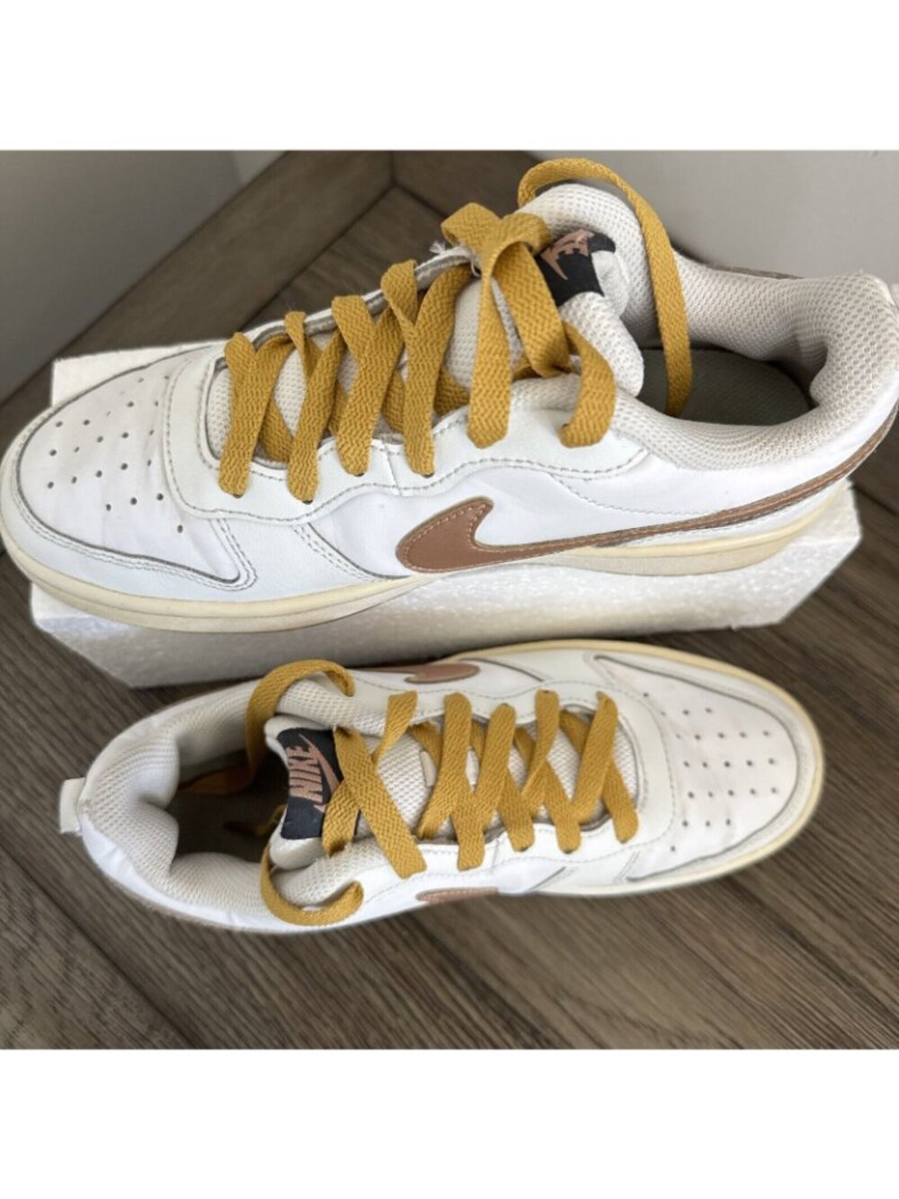 Nike Youth Court Borough Low 2 Shoes White Bronze Yellow US 5Y BQ5448-116 - Picture 9 of 16